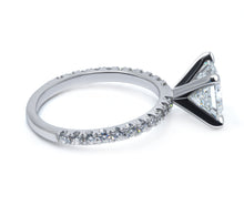 Princess Cut Diamond Engagement Ring with Delicate Pave Diamond Band