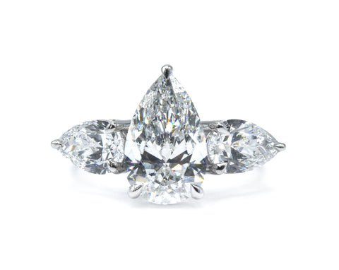 Pear-Cut Lab-Grown Diamond Three-Stone Ring