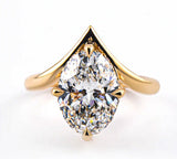 Shevron Oval cut Diamond and Hidden Halo Ring