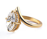 Shevron Oval cut Diamond and Hidden Halo Ring