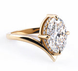 Shevron Oval cut Diamond and Hidden Halo Ring