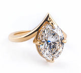 Shevron Oval cut Diamond and Hidden Halo Ring