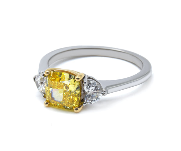 White and Yellow Gold Lab Grown Diamond Ring 1.50+ ct