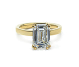 Emerald Cut Solitaire Ring with a Flat Band