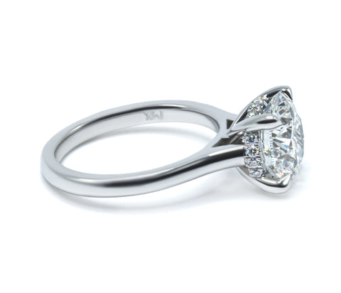 Cathedral Hidden Halo Round Cut Diamond Ring