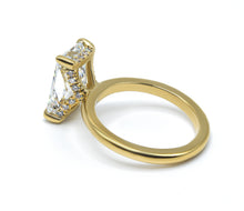 Radiant Cut Diamond Cut Hidden Halo Ring