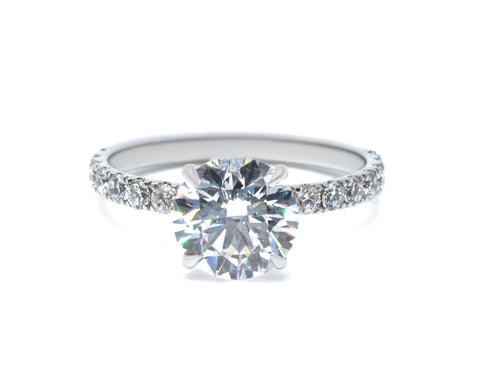 2.63ct tw Round Lab-Grown Diamond Engagement Ring with Pave Band
