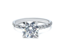 2.77 ct tw Round Lab-Grown Diamond Engagement Ring with Hidden Halo and Pave Band