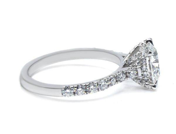 2.77 ct tw Round Lab-Grown Diamond Engagement Ring with Hidden Halo and Pave Band