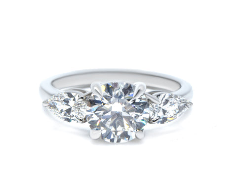 2.84 ct tw Lab-Grown Diamond Three-Stone Engagement Ring