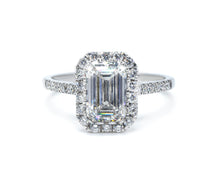 2.58 ct tw Emerald-Cut Lab-Grown Diamond Halo Engagement Ring