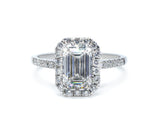 2.58 ct tw Emerald-Cut Lab-Grown Diamond Halo Engagement Ring