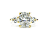 Elegant Three-Stone Cushion and Pear Lab-Grown Diamond Ring