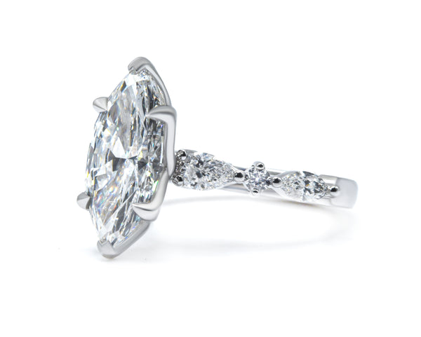 Lab-Grown Diamond Marquise Engagement Ring with Accents