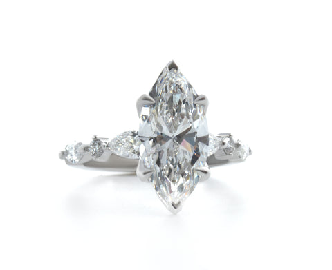Lab-Grown Diamond Marquise Engagement Ring with Accents