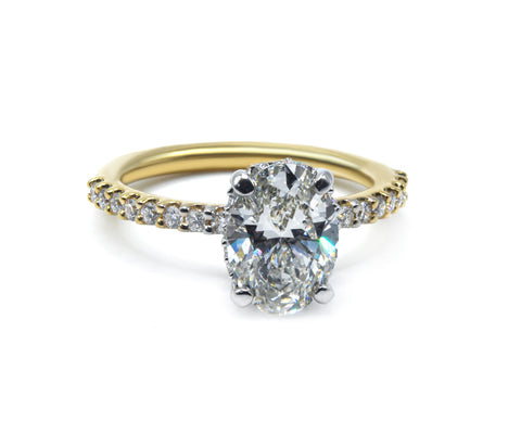 Two-Tone Oval Cut Diamond Engagement Ring