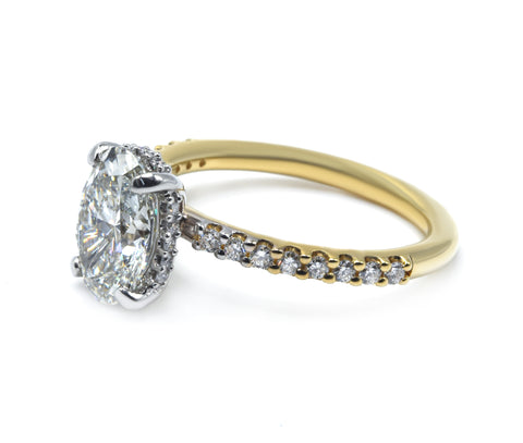 Two-Tone Oval Cut Diamond Engagement Ring