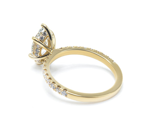 Marquise Brilliant Cut Diamond Hidden Halo French Cut Pavé sides