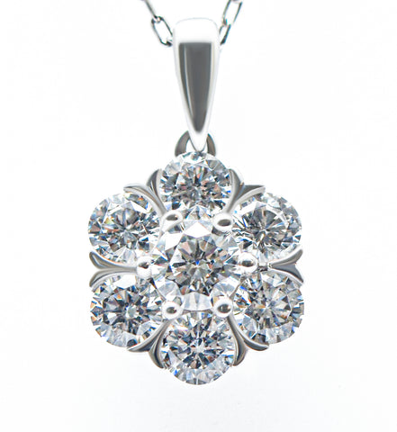 Classic Solstice Round Brilliant Lab Grown Diamonds Pendant Halo 1.5 carat.