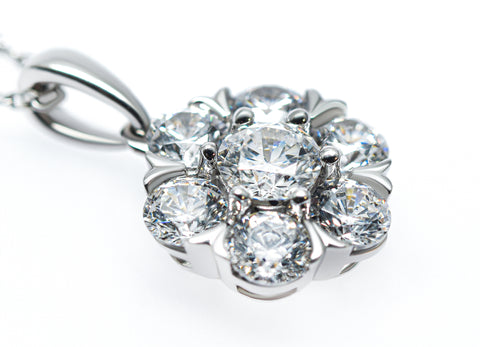 Classic Solstice Round Brilliant Lab Grown Diamonds Pendant Halo 1.5 carat.