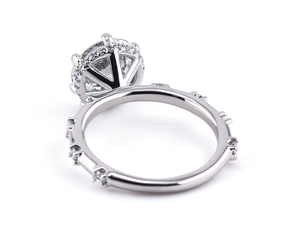 Round Brilliant Cut Diamond Hidden Halo Unique Sides 2.00+ ct D-E/VS