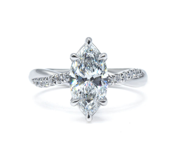 Marquise Cut Lab-Grown Diamond Twist Engagement Ring