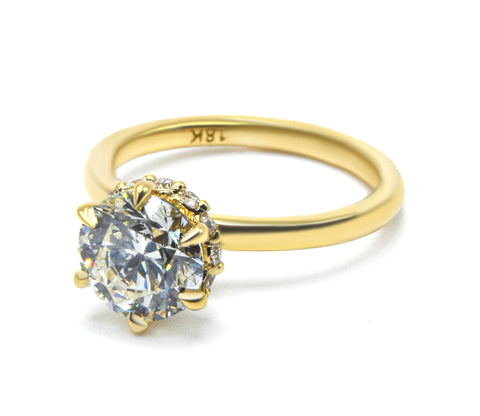 Six Prong Hidden Halo Solitaire Ring