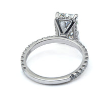 Radiant Cut Diamond French Cut Pave Engagement Ring, Wrap Around Hidden Halo