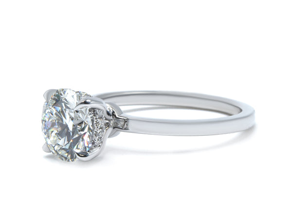 Round Engagement Ring with Hidden Halo 2.0+ ct