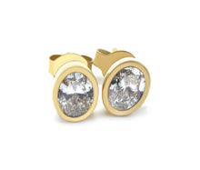 Oval Cut Full Bezel Stud Earrings