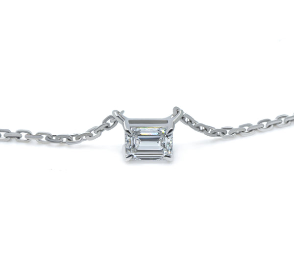 Elegant Emerald-Cut Diamond Pendant Necklace