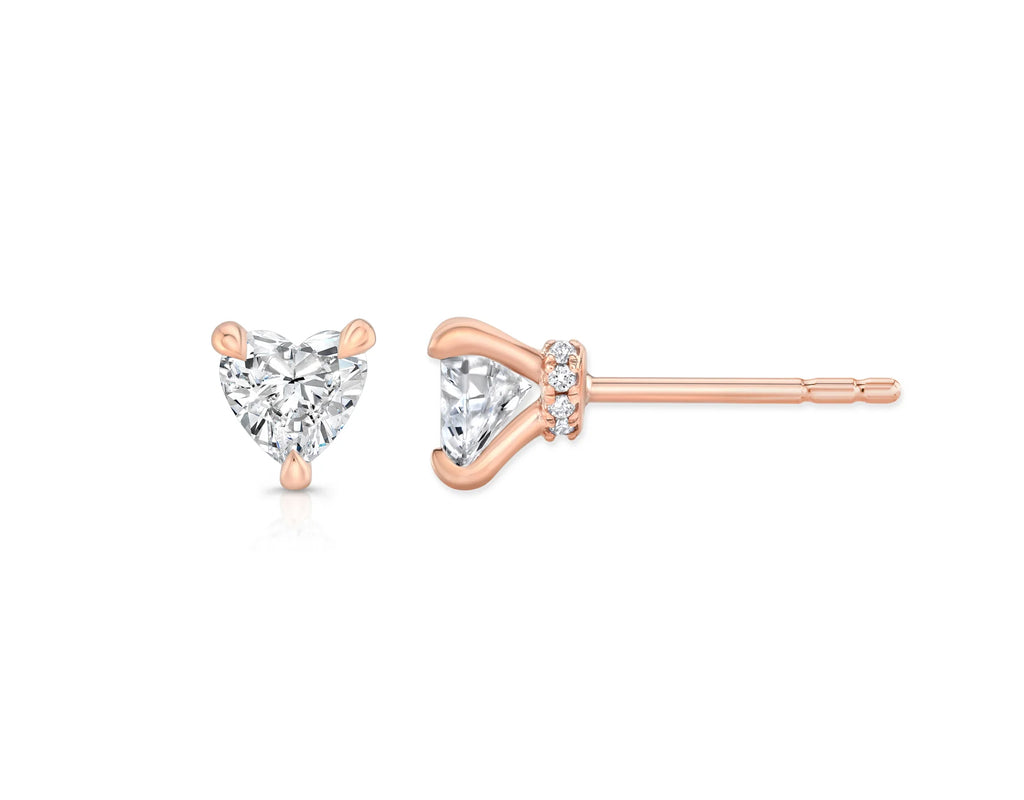 Heart Shape cut Lab Grown Diamond Stud Earrings 14K White Gold