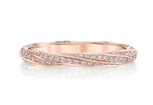Round diamond twist wedding band