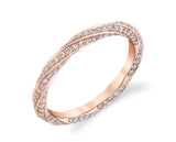 Round diamond twist wedding band