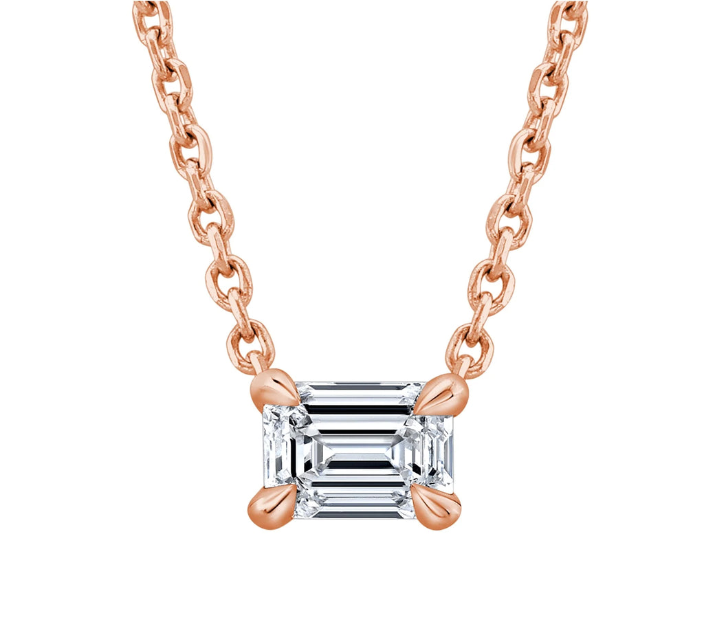 Emerald Cut Diamond Pendant Necklace-SOLD - Sholdt Jewelry Design