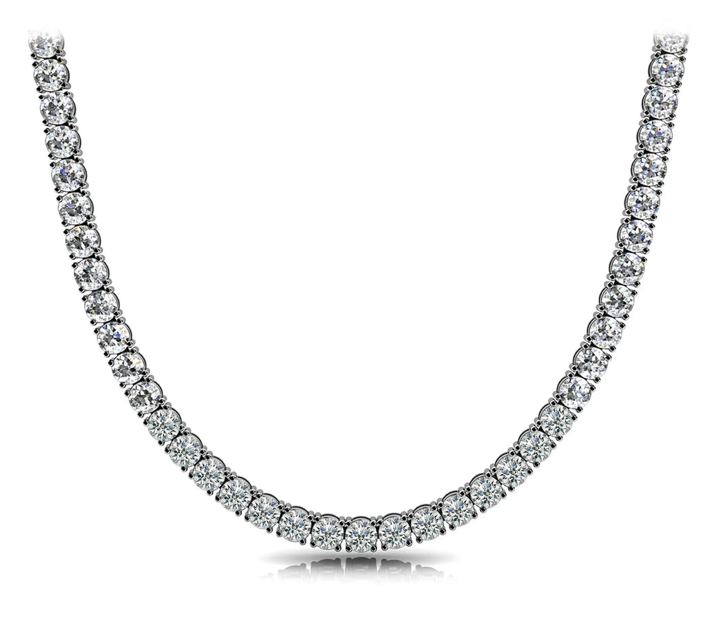 Riviera 4 prong Diamonds Necklace 14K White Gold - EF VS2 24.82 CTW