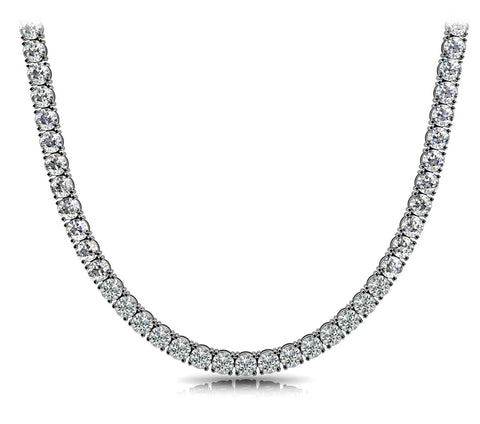Riviera 4 prong Diamonds Necklace 14K White Gold - EF VS2 24.82 CTW