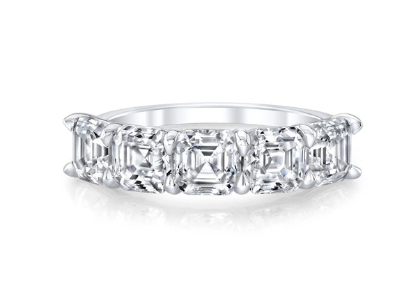 Five-stone asscher cut wedding band