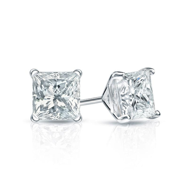 Princess Cut Lab Grown Diamond Stud Earrings 1.50 ct