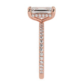 Emerald Cut Diamond French Cut Pave Engagement Ring