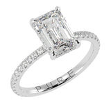 Emerald Cut Diamond French Cut Pave Engagement Ring
