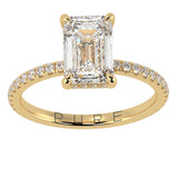 Emerald Cut Diamond French Cut Pave Engagement Ring