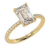 Emerald Cut Diamond French Cut Pave Engagement Ring