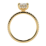 Emerald Cut Diamond French Cut Pave Engagement Ring