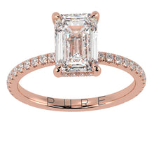 Emerald Cut Diamond French Cut Pave Engagement Ring