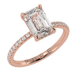 Emerald Cut Diamond French Cut Pave Engagement Ring