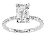 Emerald Cut Diamond French Cut Pave Engagement Ring