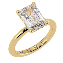 Emerald Cut Diamond Cut Hidden Halo Ring