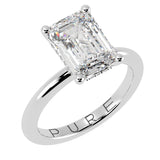 Emerald Cut Diamond Cut Hidden Halo Ring