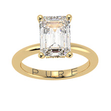 Emerald Cut Diamond Cut Hidden Halo Ring